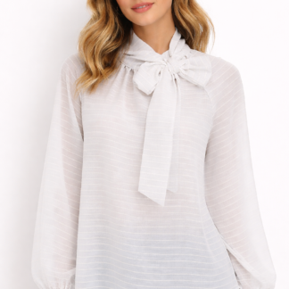 Top rayé à noeud blanc