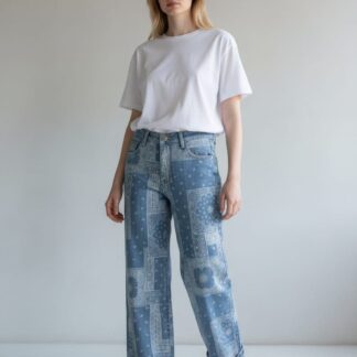 Jean à imprimé patwchwork