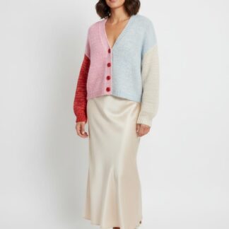 Cardigan rouge/bleu/rose/beige