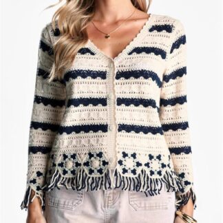 Top crochet franges Beige