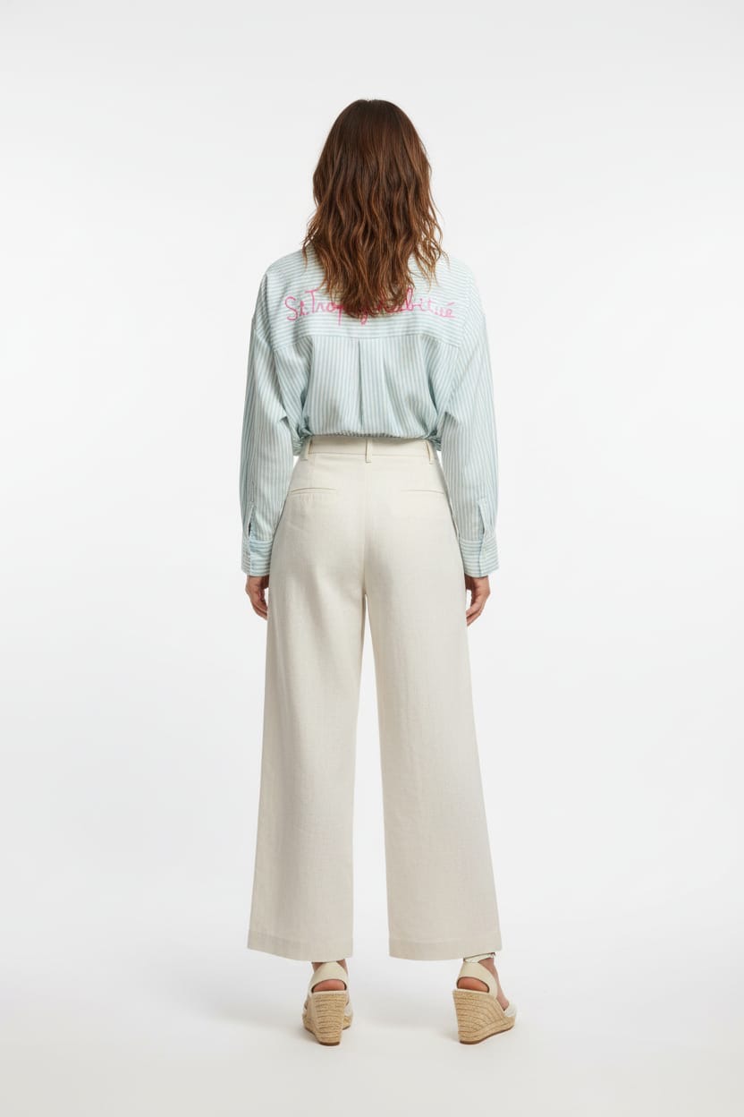 Chemise rayée St Tropez verte dos