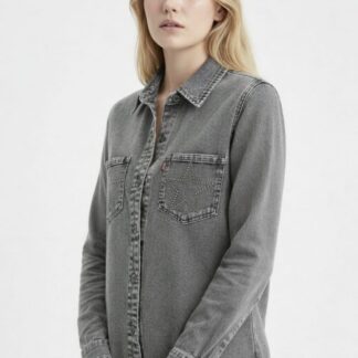 Chemise denim gris strass