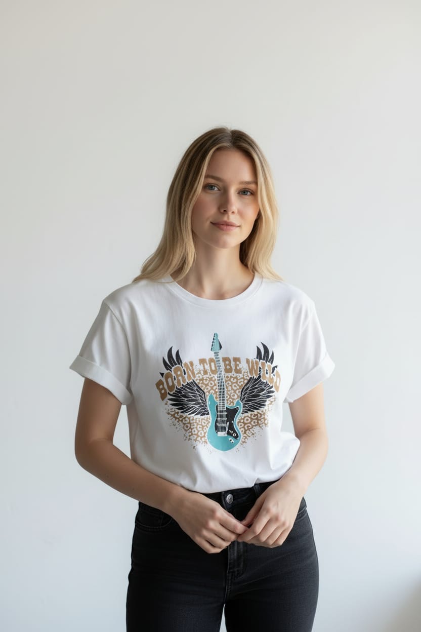 t-shirt manches courtes à imprimés blanc