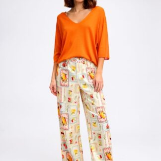 Jean à motifs positano orange de face