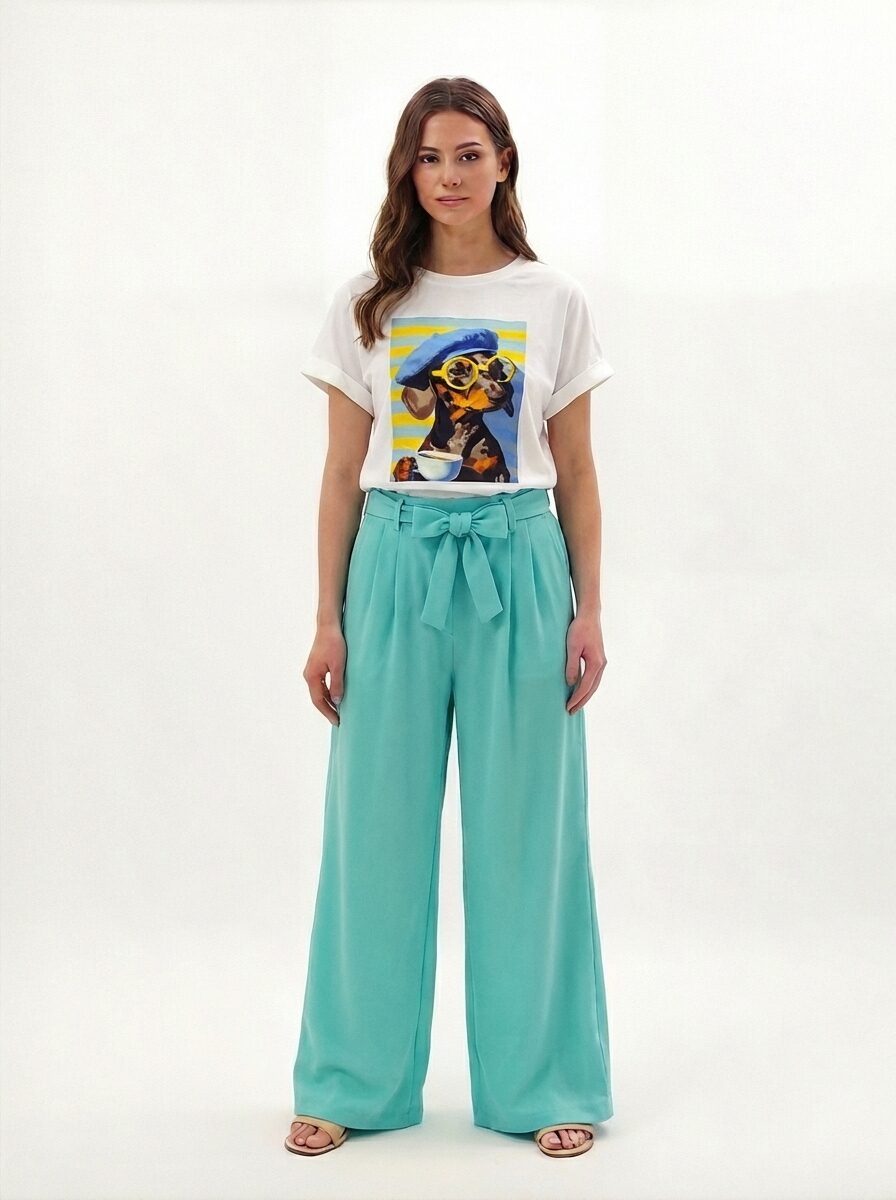 Pantalon ample à noeud Aqua tshirt chien