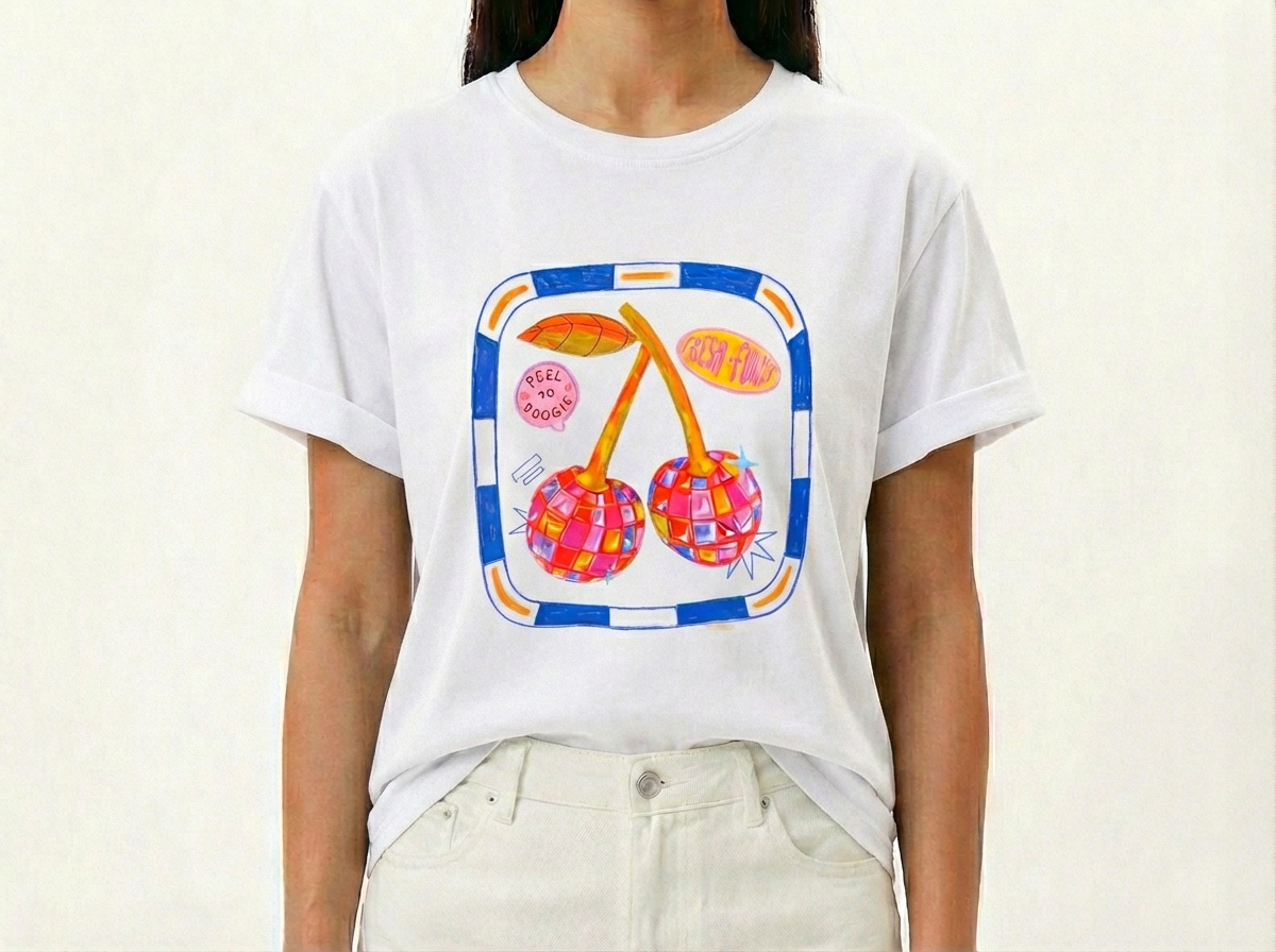 T-shirt cerise blanc