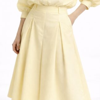 Jupe midi plissée jaune