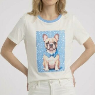 T-shirt à imprimé Bouledogue bleu